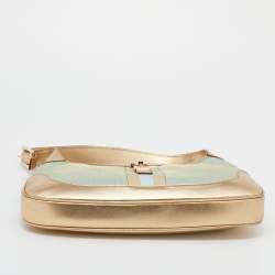 Pre Owned Gucci Blue/Gold Canvas and Leather Jackie O Hobo