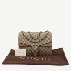 Pre Owned Gucci Beige GG Supreme Canvas and Suede Medium Dionysus Shoulder Bag