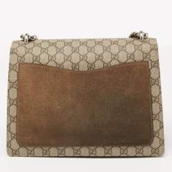 Pre Owned Gucci Beige GG Supreme Canvas and Suede Medium Dionysus Shoulder Bag