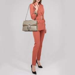 Pre Owned Gucci Beige GG Supreme Canvas and Suede Medium Dionysus Shoulder Bag