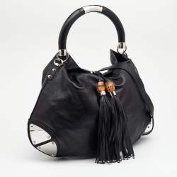 مملوكة مسبقًا حقيبة هوبو غوتشي بابوسكا إندي جلد سوداء كبيرة