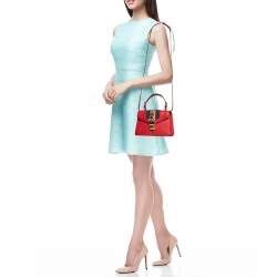 Gucci Sylvie Mini Top Handle Red Leather Shoulder Bag ref.641291