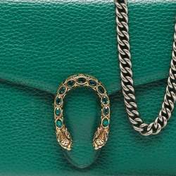 Pre Owned Gucci Green Leather Dionysus Wallet On Chain