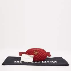 Gucci Red Matelasse Leather GG Marmont Belt Bag 