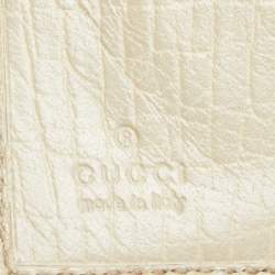 Pre Owned Gucci Beige GG Canvas and Leather Web Horsebit Compact Wallet