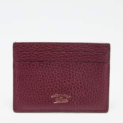 Pre Owned Gucci Burgundy Leather Card Holder