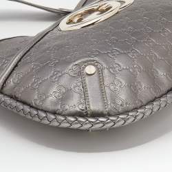 مملوكة مسبقًا حقيبة كتف غوتشي  بريت جلد غوتشيسما رصاصية ميتالك متوسطة 