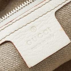 Gucci Cream Horsebit Embossed Leather Satchel