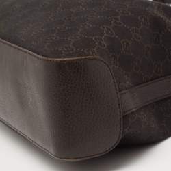 مملوكة مسبقًا حقيبة هوبو غوتشي ماراكش جلد وكانفاس جي جي بني داكن متوسطة