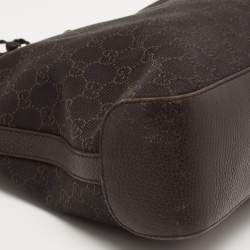 مملوكة مسبقًا حقيبة هوبو غوتشي ماراكش جلد وكانفاس جي جي بني داكن متوسطة