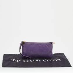 مملوكة مسبقًا حقيبة كلتش غوتشي جلد بنفسجي بحمالة معصم
