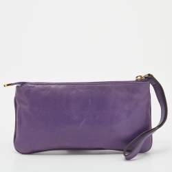 مملوكة مسبقًا حقيبة كلتش غوتشي جلد بنفسجي بحمالة معصم