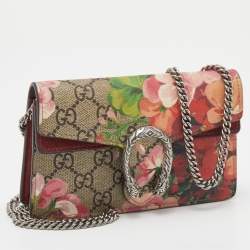Pre Owned Gucci Multicolor Blooms Print GG Supreme Canvas Super Mini Dionysus Crossbody Bag