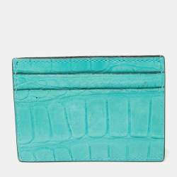 Gucci Card Aquamarine Crocodile Card Holder 