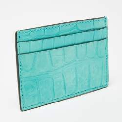 Gucci Card Aquamarine Crocodile Card Holder 