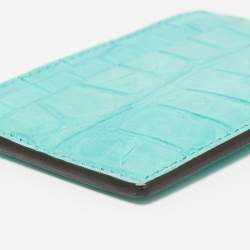 Gucci Card Aquamarine Crocodile Card Holder 