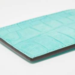 Gucci Card Aquamarine Crocodile Card Holder 