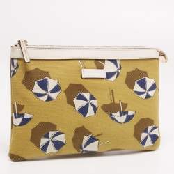 Gucci Tri Color Umbrella Print Canvas and Leather Pouch