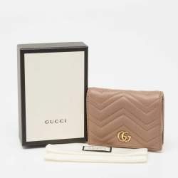 مملوكة مسبقًا Gucci Dusky Pink Matelassé Leather GG Marmont Card Case