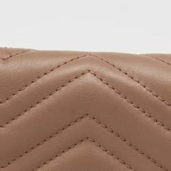 مملوكة مسبقًا Gucci Dusky Pink Matelassé Leather GG Marmont Card Case