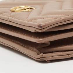 مملوكة مسبقًا Gucci Dusky Pink Matelassé Leather GG Marmont Card Case