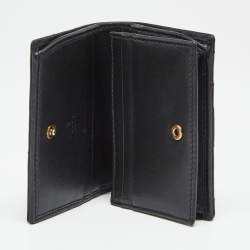 مملوكة مسبقًا Gucci Black Matelassé Leather GG Marmont Card Case