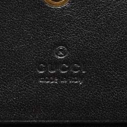 مملوكة مسبقًا Gucci Black Matelassé Leather GG Marmont Card Case