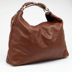 مملوكة مسبقًا Gucci Brown Leather Horsebit Hobo