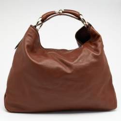 مملوكة مسبقًا Gucci Brown Leather Horsebit Hobo
