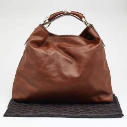 مملوكة مسبقًا Gucci Brown Leather Horsebit Hobo