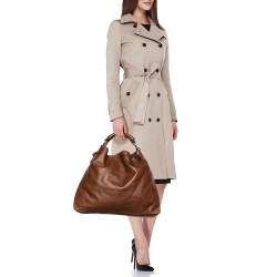 مملوكة مسبقًا Gucci Brown Leather Horsebit Hobo