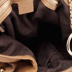 مملوكة مسبقًا  Gucci Tan Leather and Crocodile Large G Wave Hobo