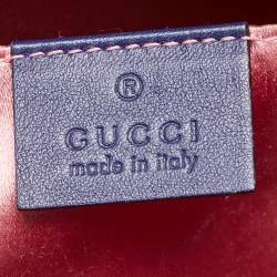 Pre Owned Gucci Royal Blue Matelassé Velvet Small GG Marmont Shoulder Bag