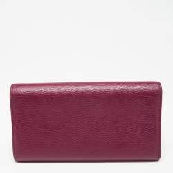 Pre Owned Gucci Burgundy Leather Swing Flap Continental Wallet