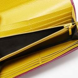 Pre Owned Gucci Burgundy Leather Swing Flap Continental Wallet