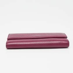 Pre Owned Gucci Burgundy Leather Swing Flap Continental Wallet