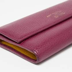 Pre Owned Gucci Burgundy Leather Swing Flap Continental Wallet