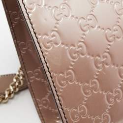 Pre Owned Gucci Old Rose Guccissima Patent Leather Large Emily Chain Shoulder Bag