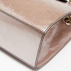 Pre Owned Gucci Old Rose Guccissima Patent Leather Large Emily Chain Shoulder Bag