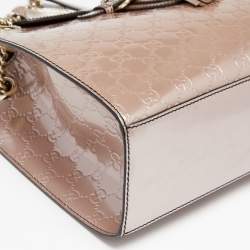 Pre Owned Gucci Old Rose Guccissima Patent Leather Large Emily Chain Shoulder Bag