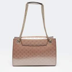 Pre Owned Gucci Old Rose Guccissima Patent Leather Large Emily Chain Shoulder Bag