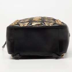 Pre Owned Gucci Black Matelassé Leather GG Marmont Animal Stud Rucksack Backpack
