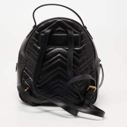 Gucci Black Matelassé Leather GG Marmont Animal Stud Rucksack Backpack