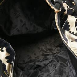 Pre Owned Gucci Black/Yellow Velvet and Fabric Tapestry Hysteria Hobo