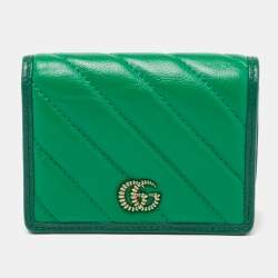 Pre Owned حافظة بطاقات غوتشي تورشون جي جي مارمونت جلد مبطنة نمط خطوط مائلة