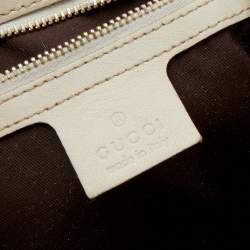 Pre Owned حقيبة هوبو غوتشي بيغي بامبو جلد وكانفاس جي جي بيج/أوف وايت متوسطة