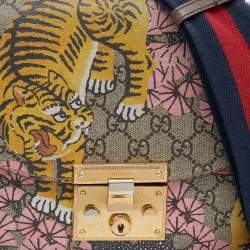 Gucci Multicolor GG Supreme Canvas Bengal Print Padlock Shoulder Bag