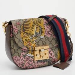 Gucci Multicolor GG Supreme Canvas Bengal Print Padlock Shoulder Bag