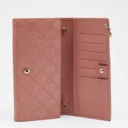 Gucci Pink Guccissima Leather Interlocking G Continental Wallet