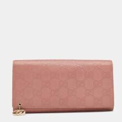 Gucci Pink Guccissima Leather Interlocking G Continental Wallet